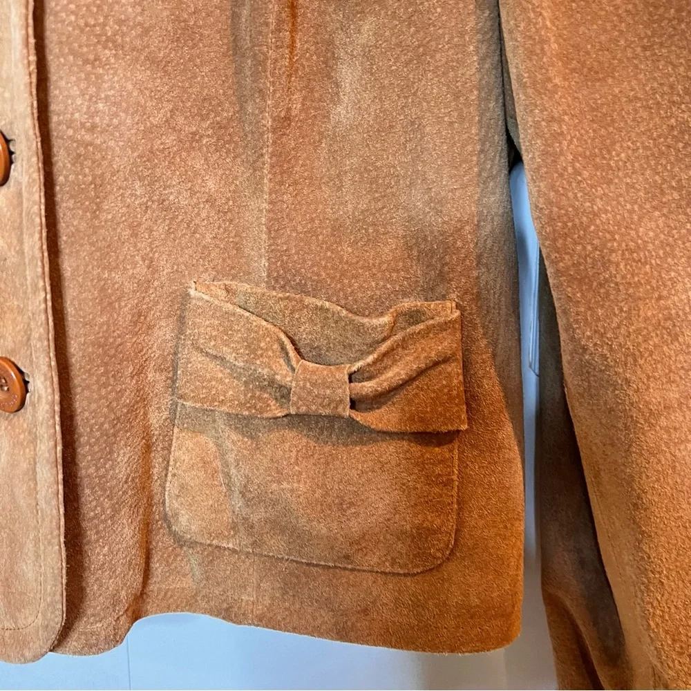 Y2K | Live a Little tan suede leather blazer jacket - Picture 4 of 12